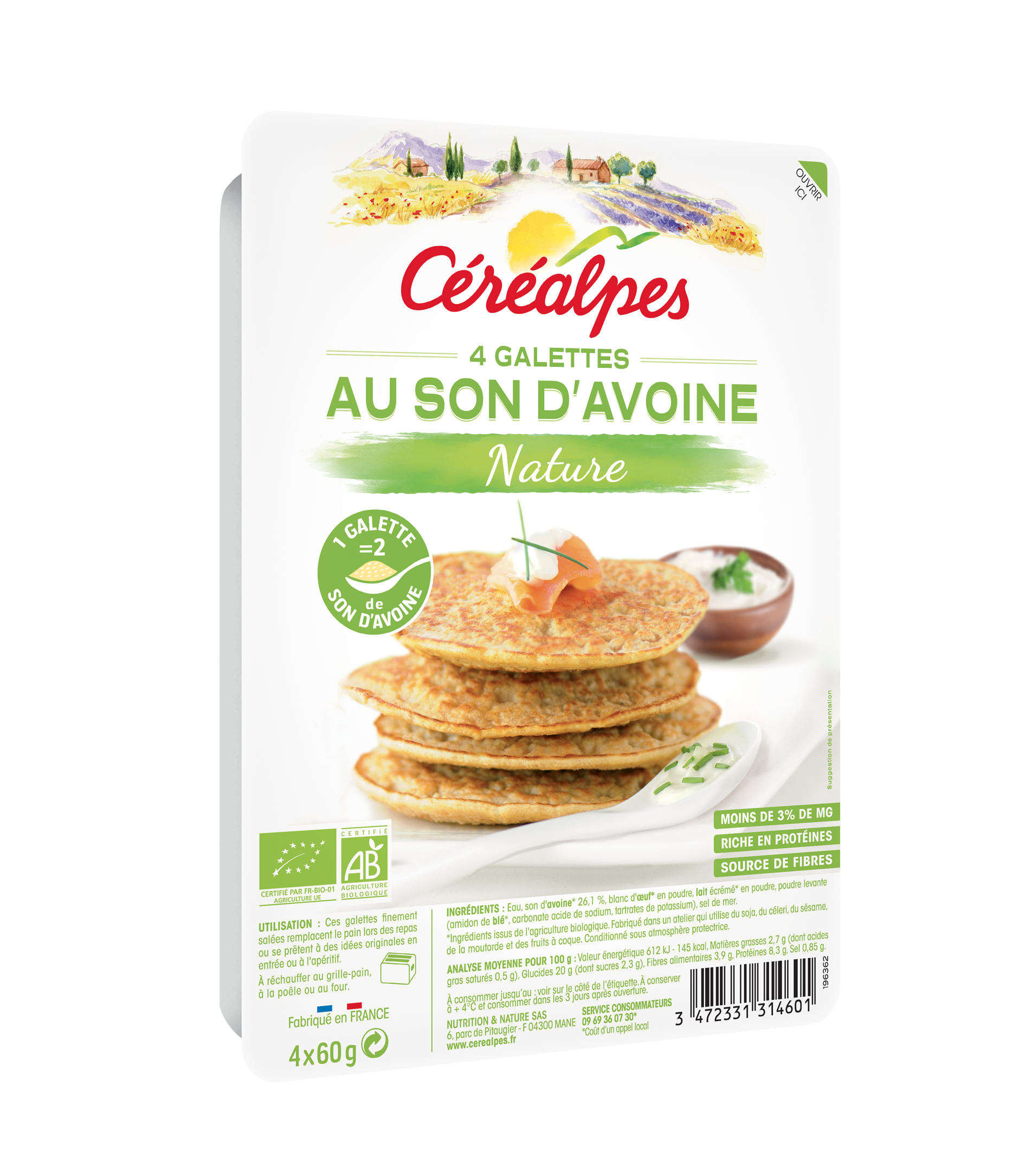 Galettes au Son d'Avoine nature Céréalpes